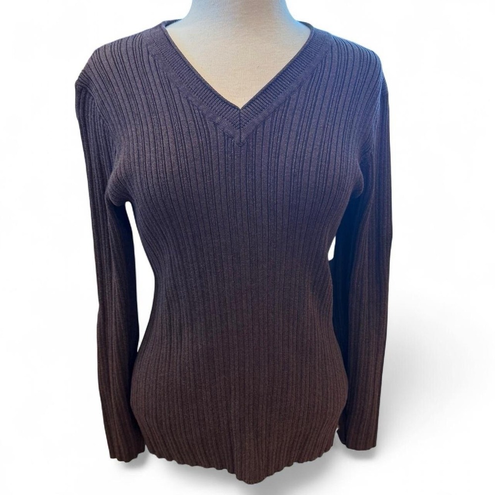 Vintage Eight Eight Eight Long Sleeve Brown Knit Sweatshirt Womens Large 90s Y2K
